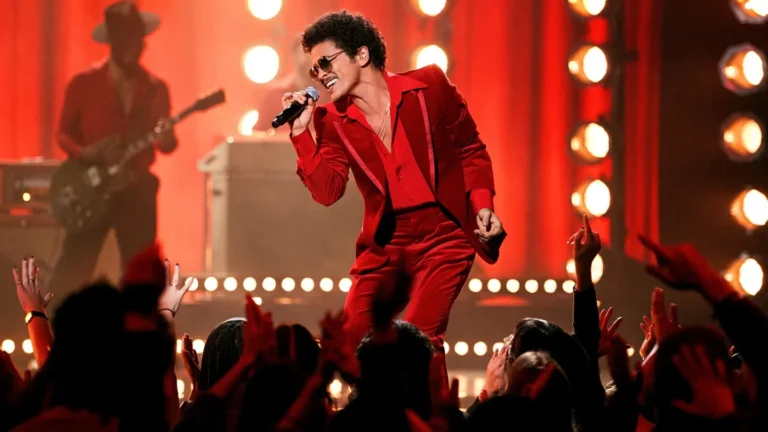 Bruno Mars performing — his "I Just Might" won Best R&B at the 2026 VMAs